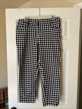 LOFT Black and White Gingham Pants